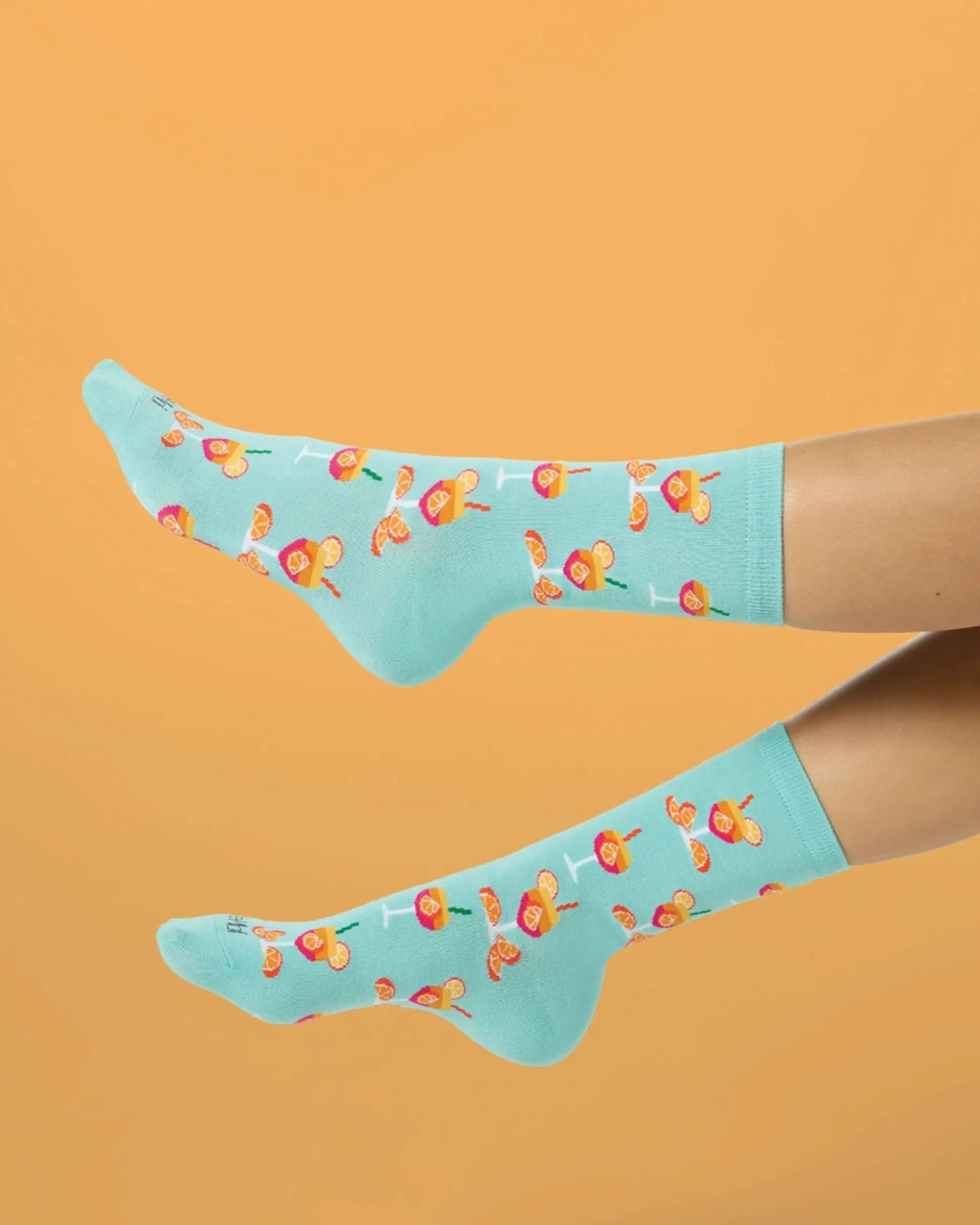 Aperol Spritz Bamboo Crew Sock in Capri Breeze