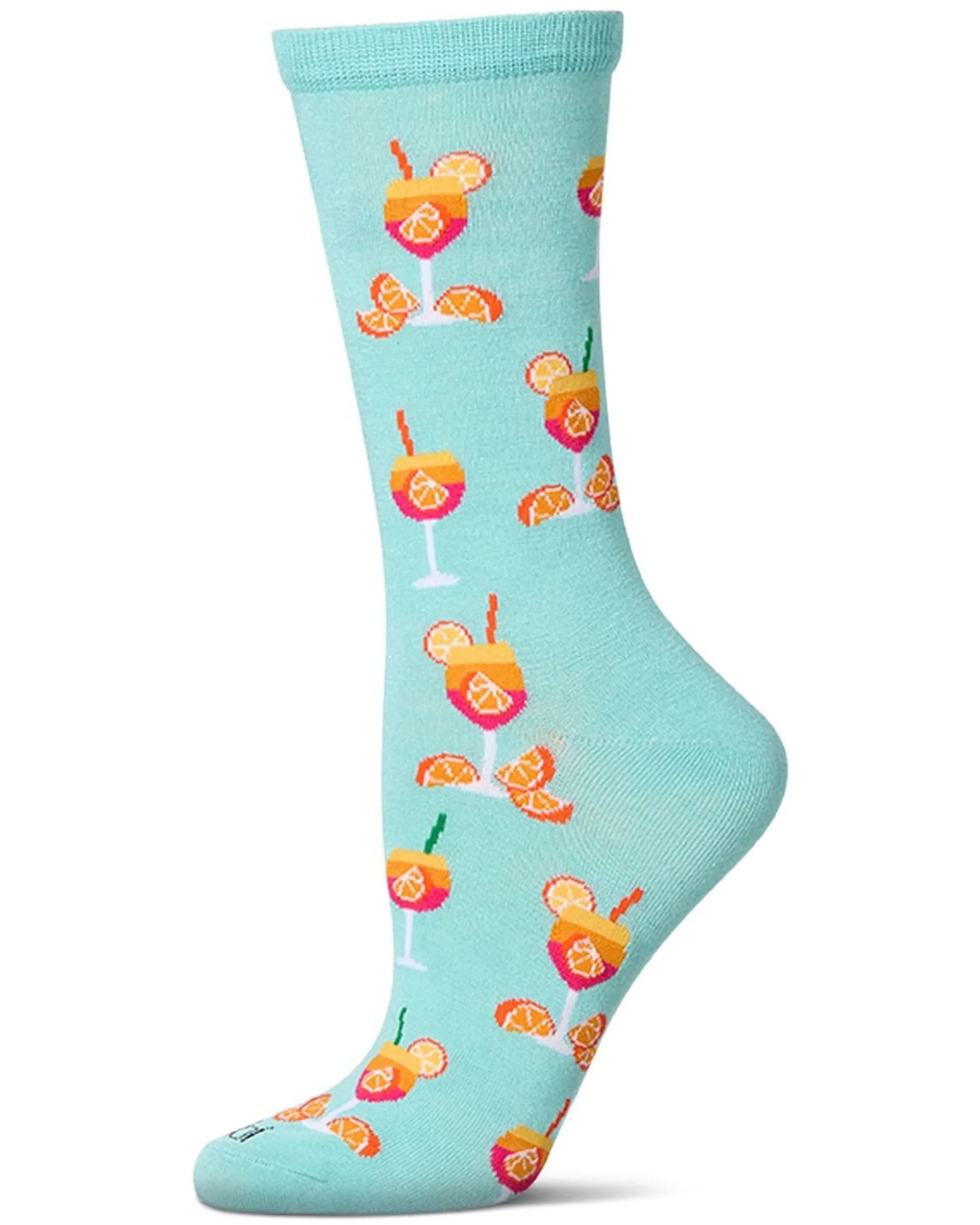 Aperol Spritz Bamboo Crew Sock in Capri Breeze