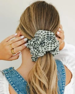 Aspen Jumbo Scrunchie in Black Gingham