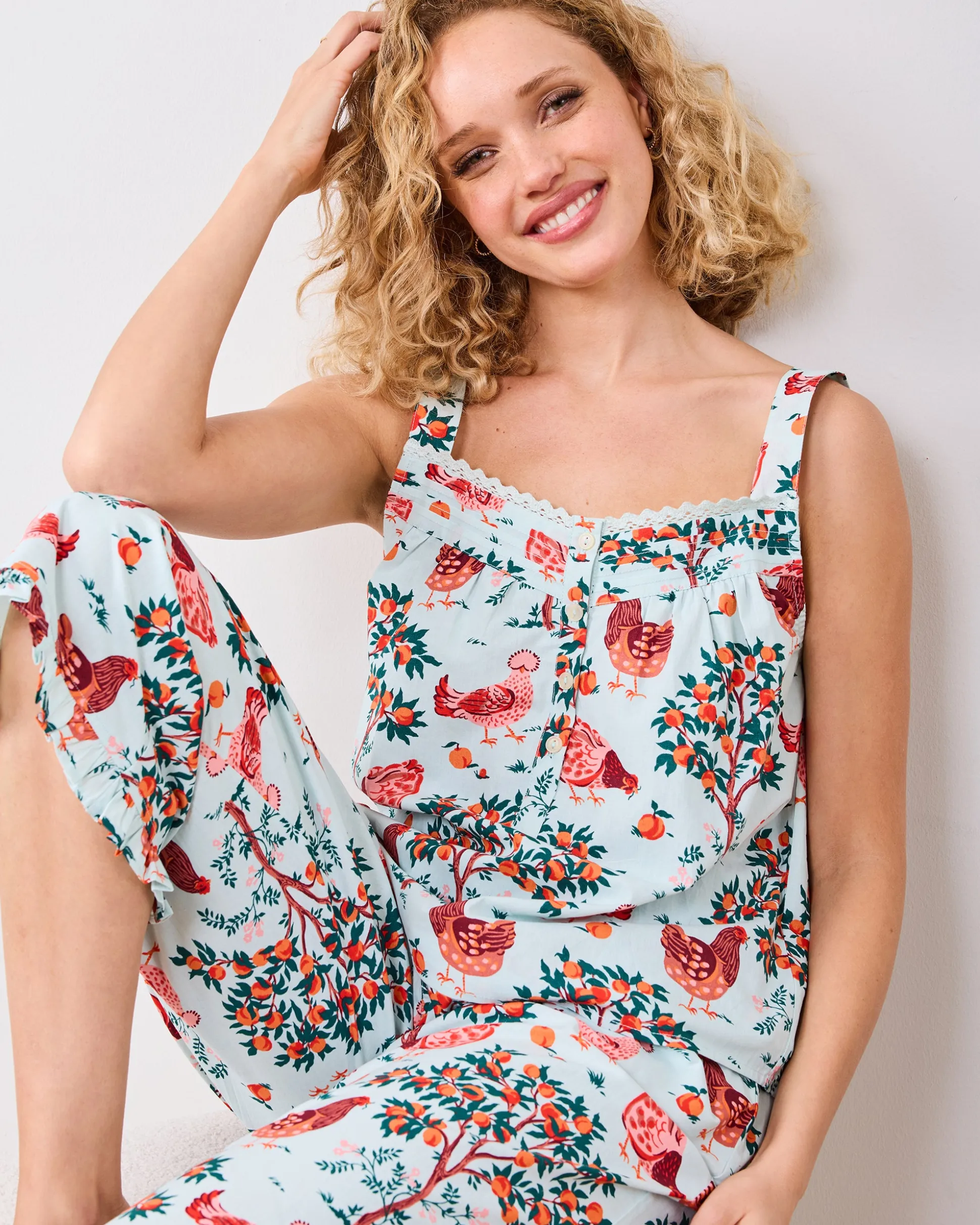 Back to Bed Cropped Pant Set in Hen House