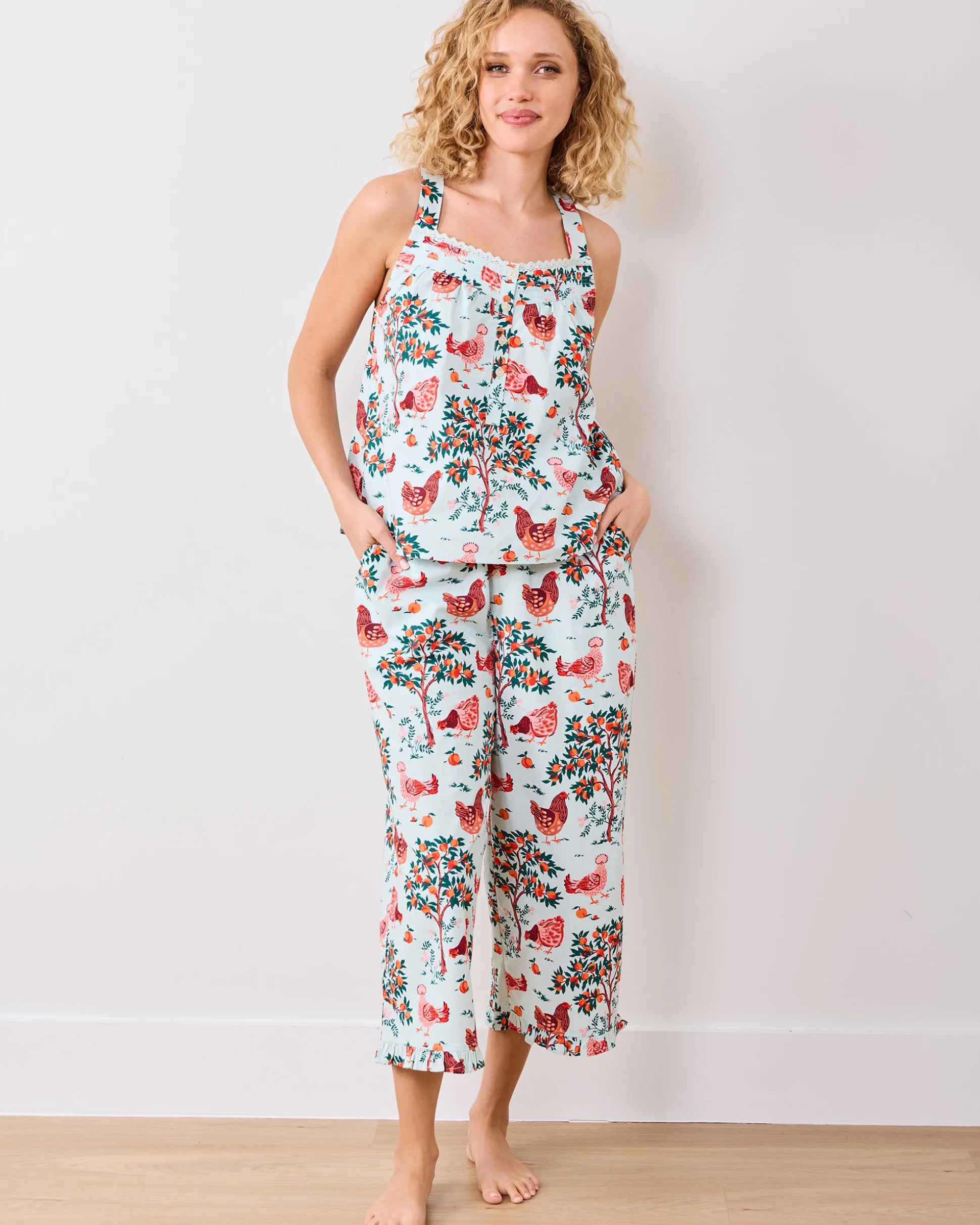 Back to Bed Cropped Pant Set in Hen House