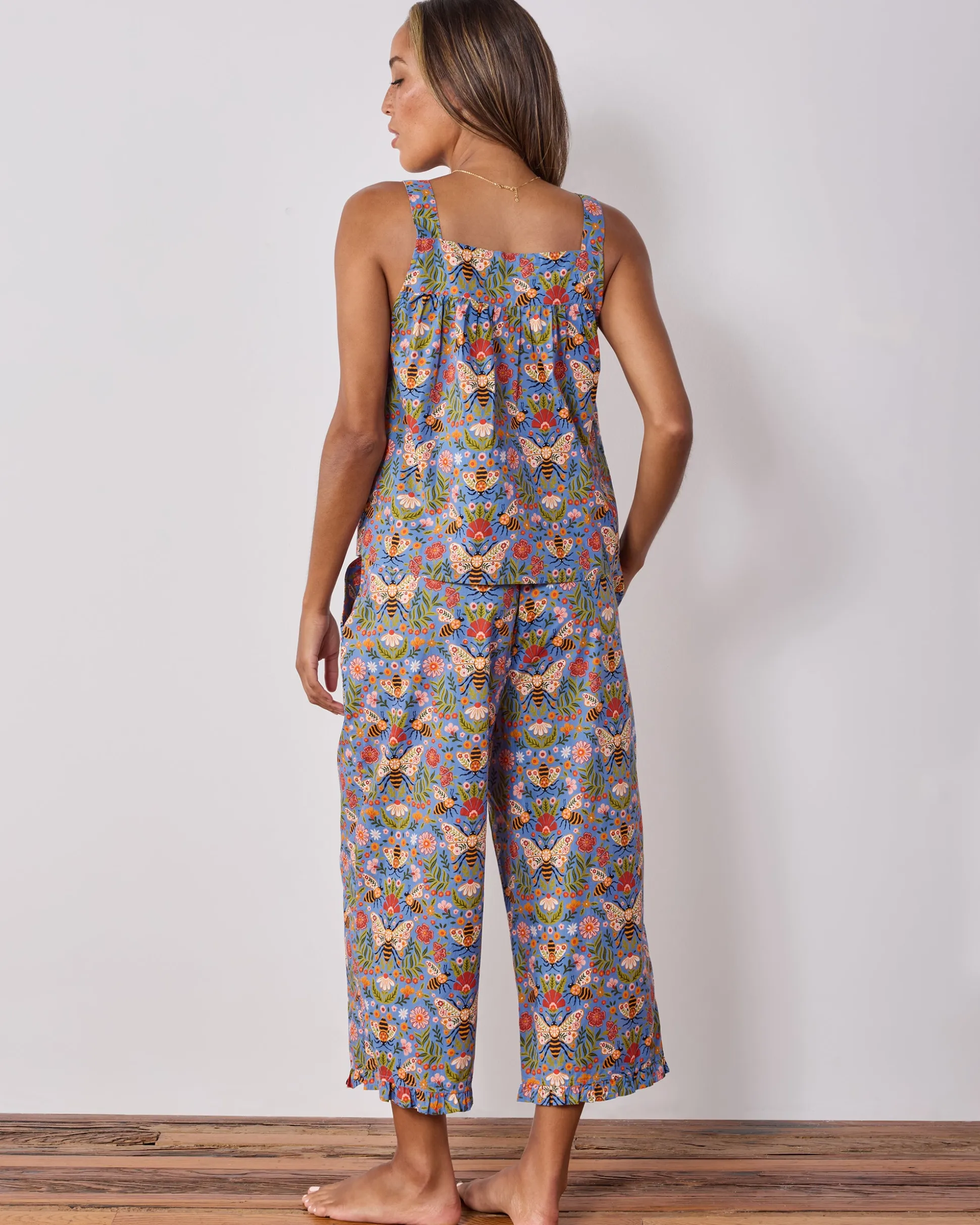 Back To Bed Cropped Pant Set in Bee Tapestry