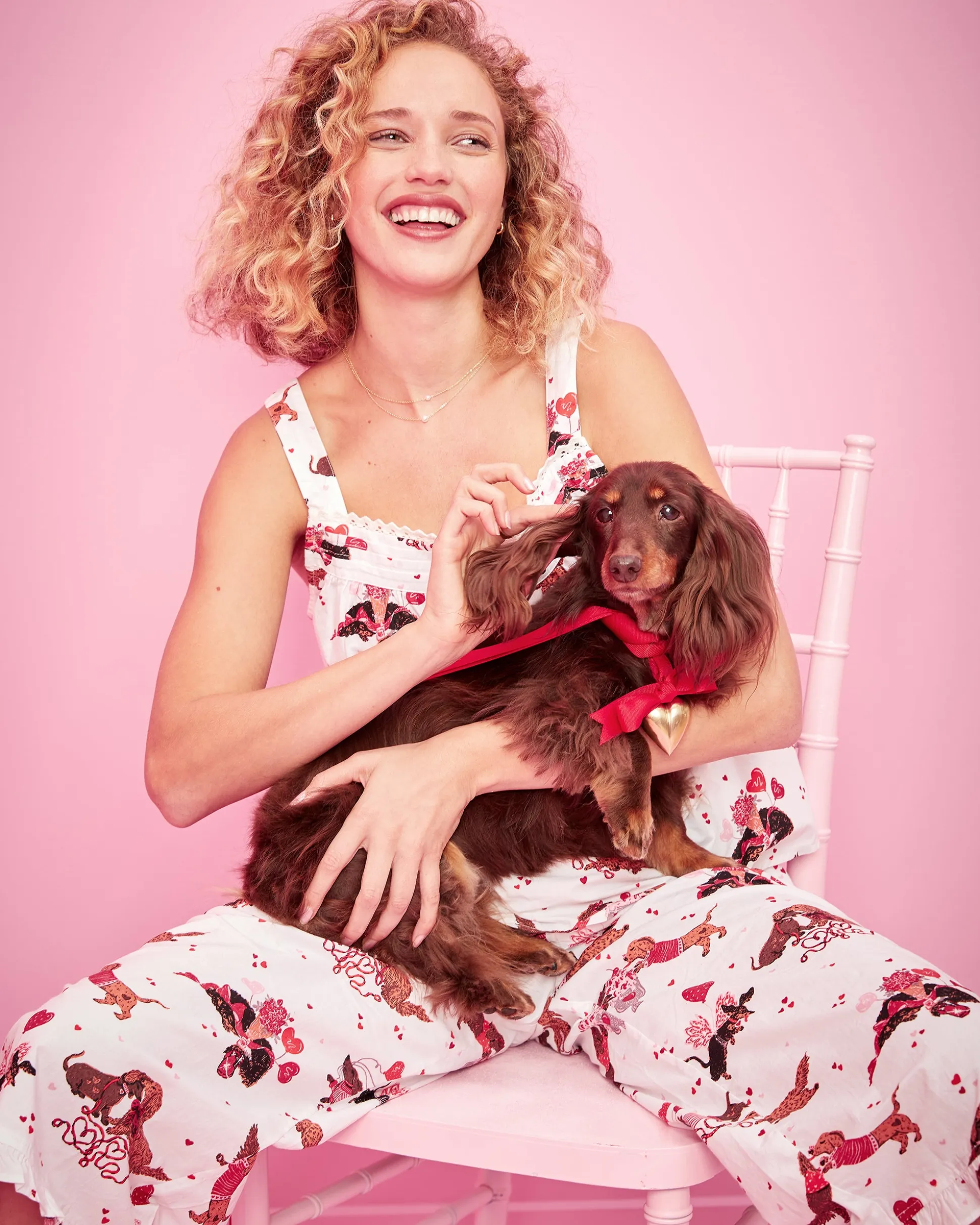 Back To Bed Cropped Pant Set in Dachshund Date