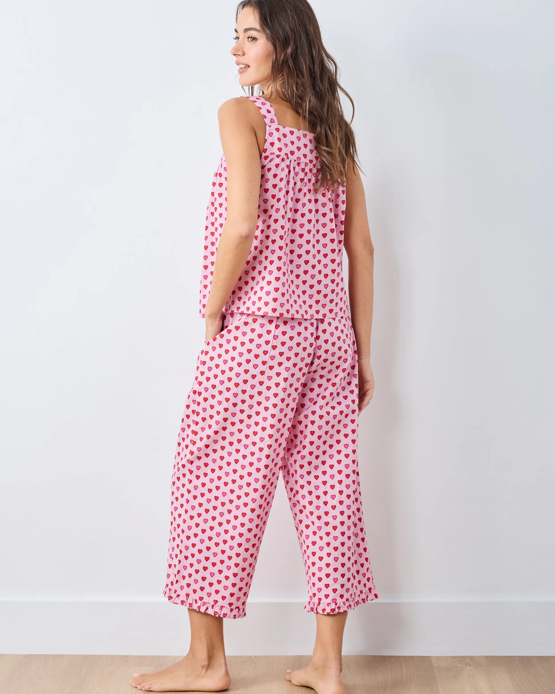 Back to Bed Cropped Pant Set in Mini Candy Hearts