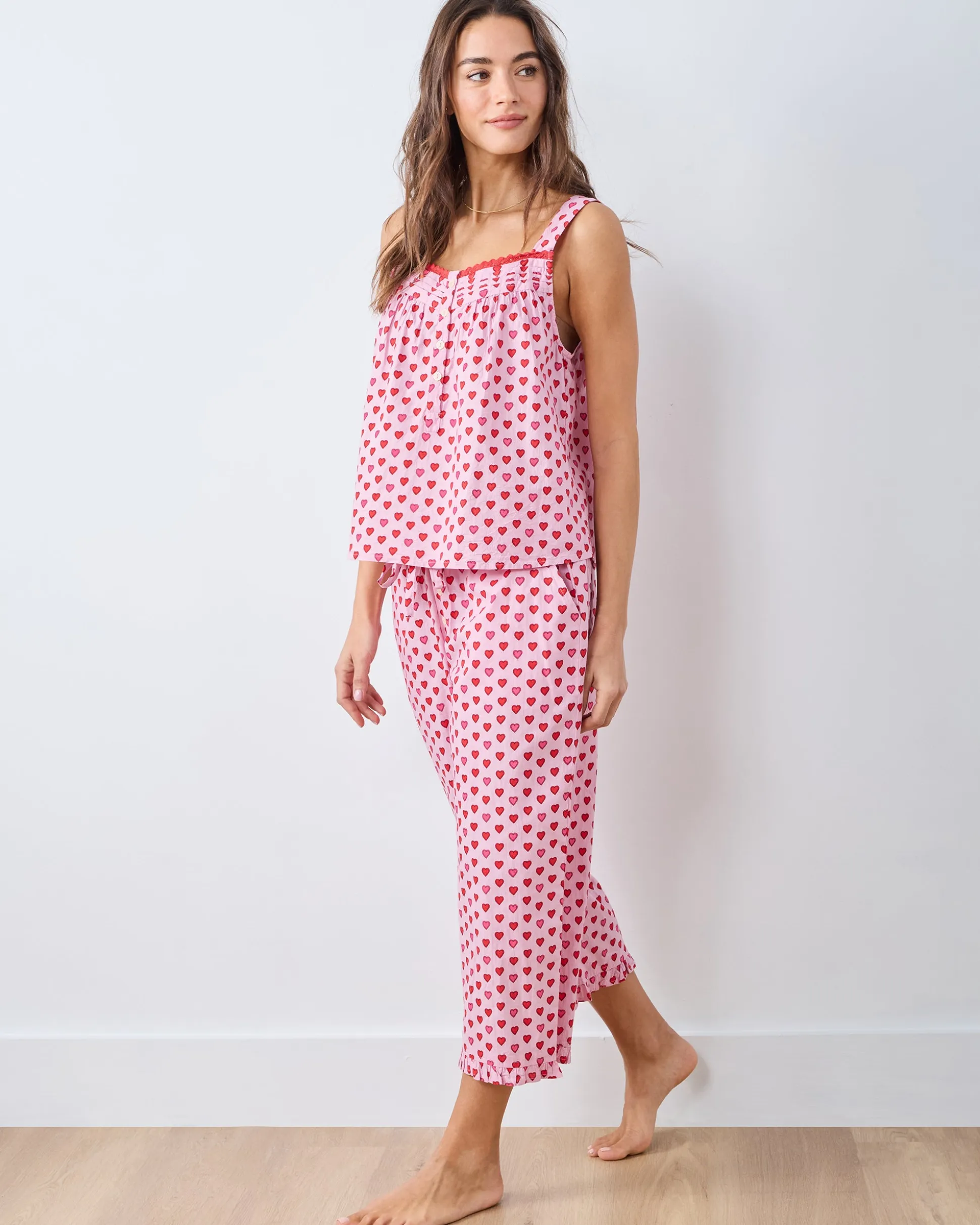Back to Bed Cropped Pant Set in Mini Candy Hearts