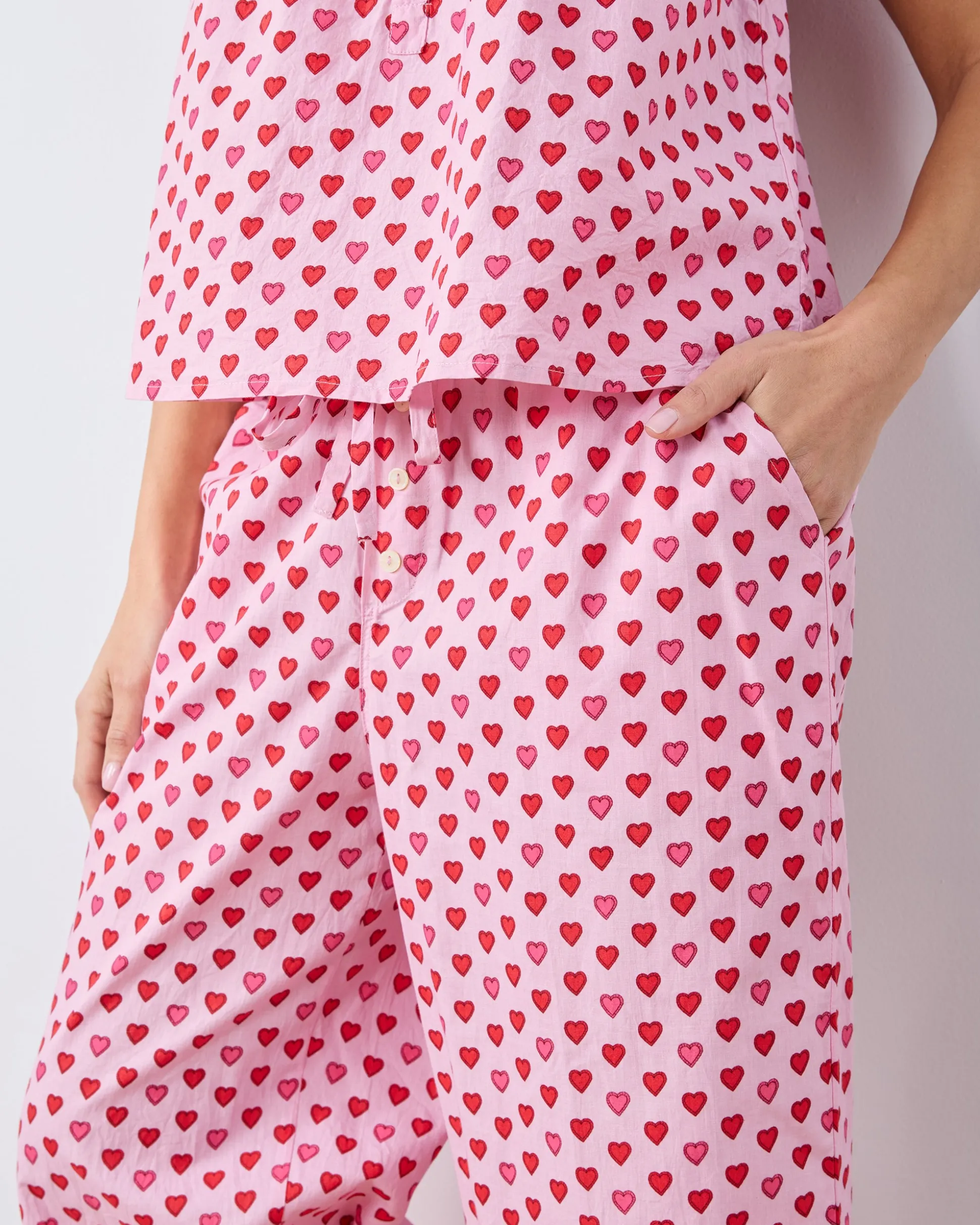 Back to Bed Cropped Pant Set in Mini Candy Hearts