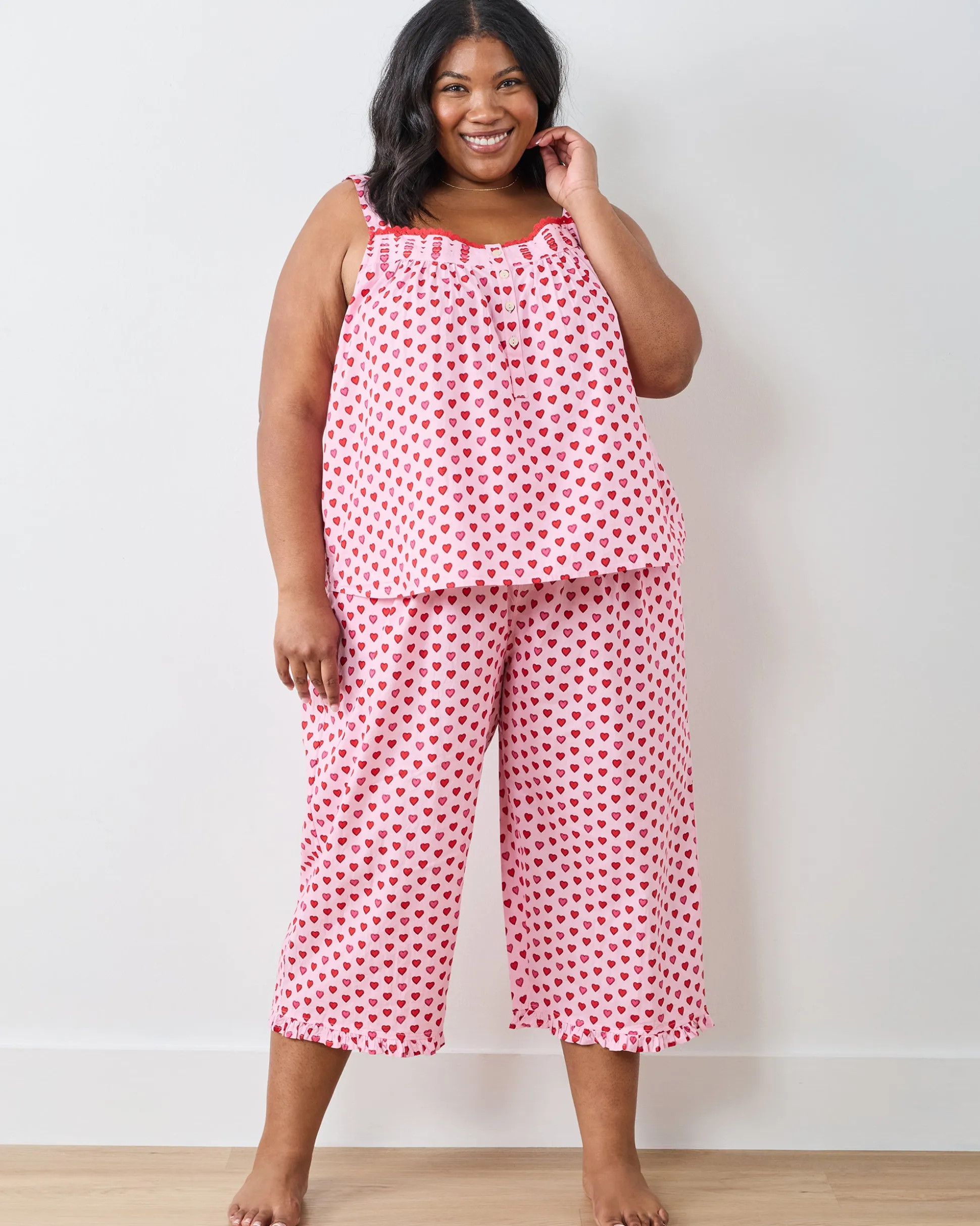 Back to Bed Cropped Pant Set in Mini Candy Hearts