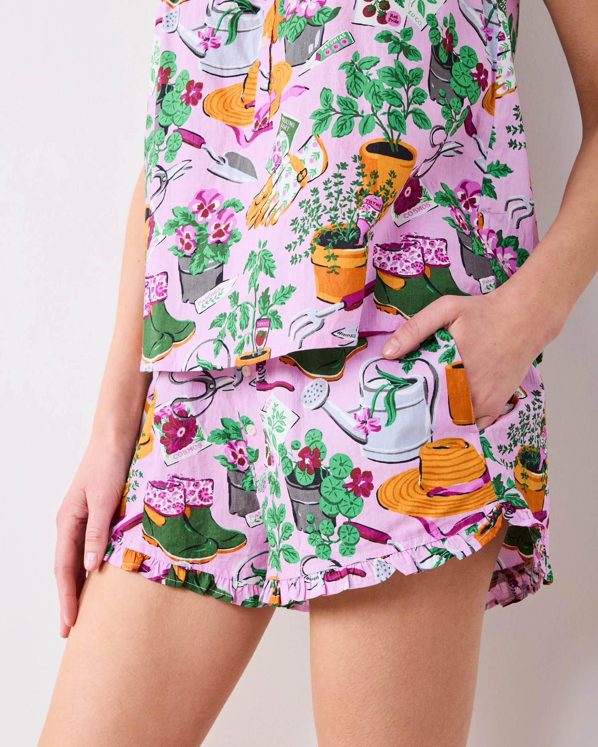Back to Bed Short Set in Green Thumb