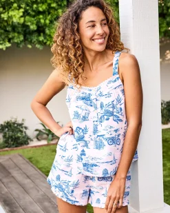 Back To Bed Short Set in Mermaid Toile
