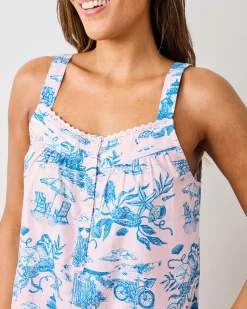Back To Bed Short Set in Mermaid Toile