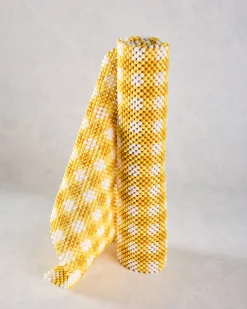 Beaded Table Runner in Yellow Check
