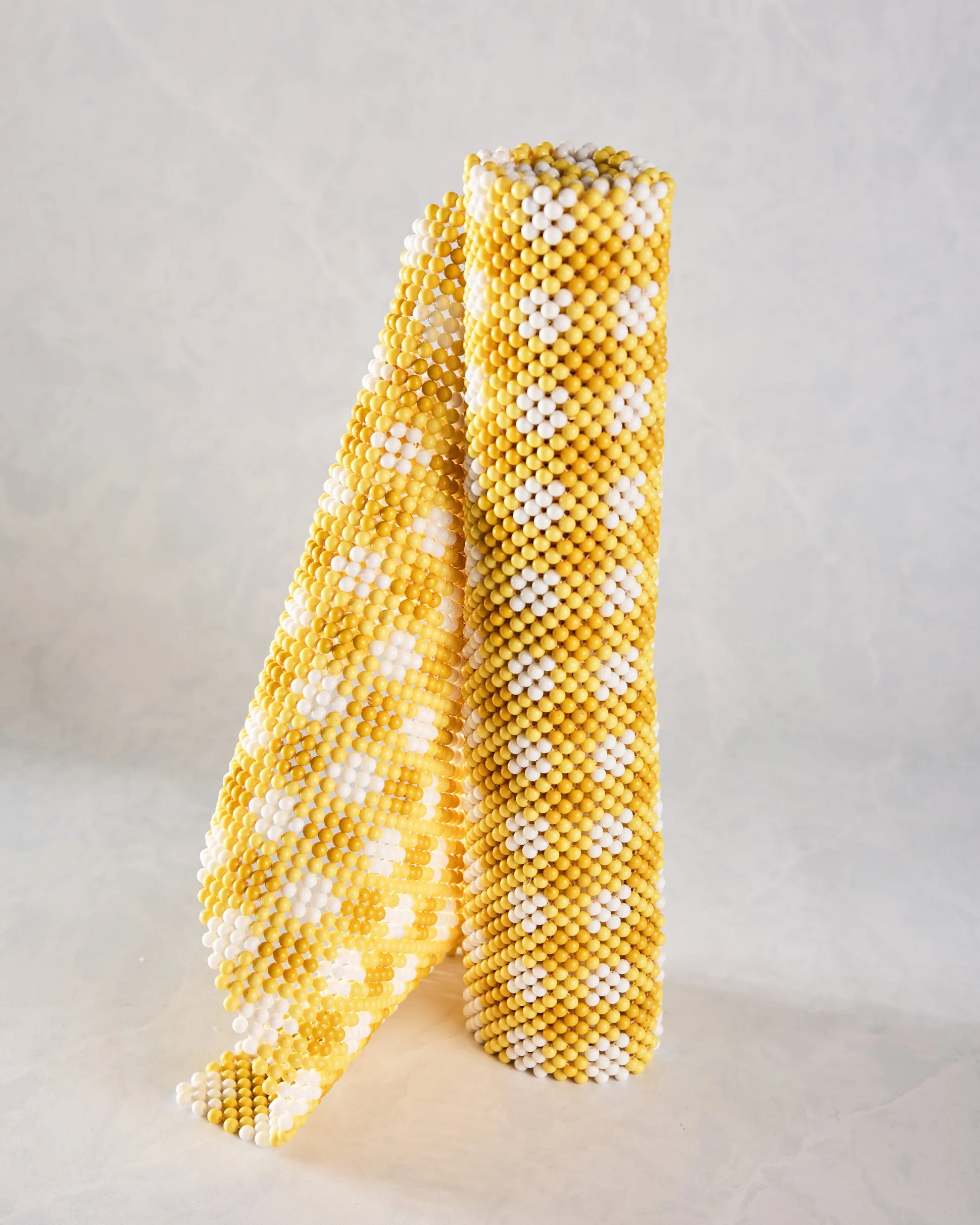 Beaded Table Runner in Yellow Check