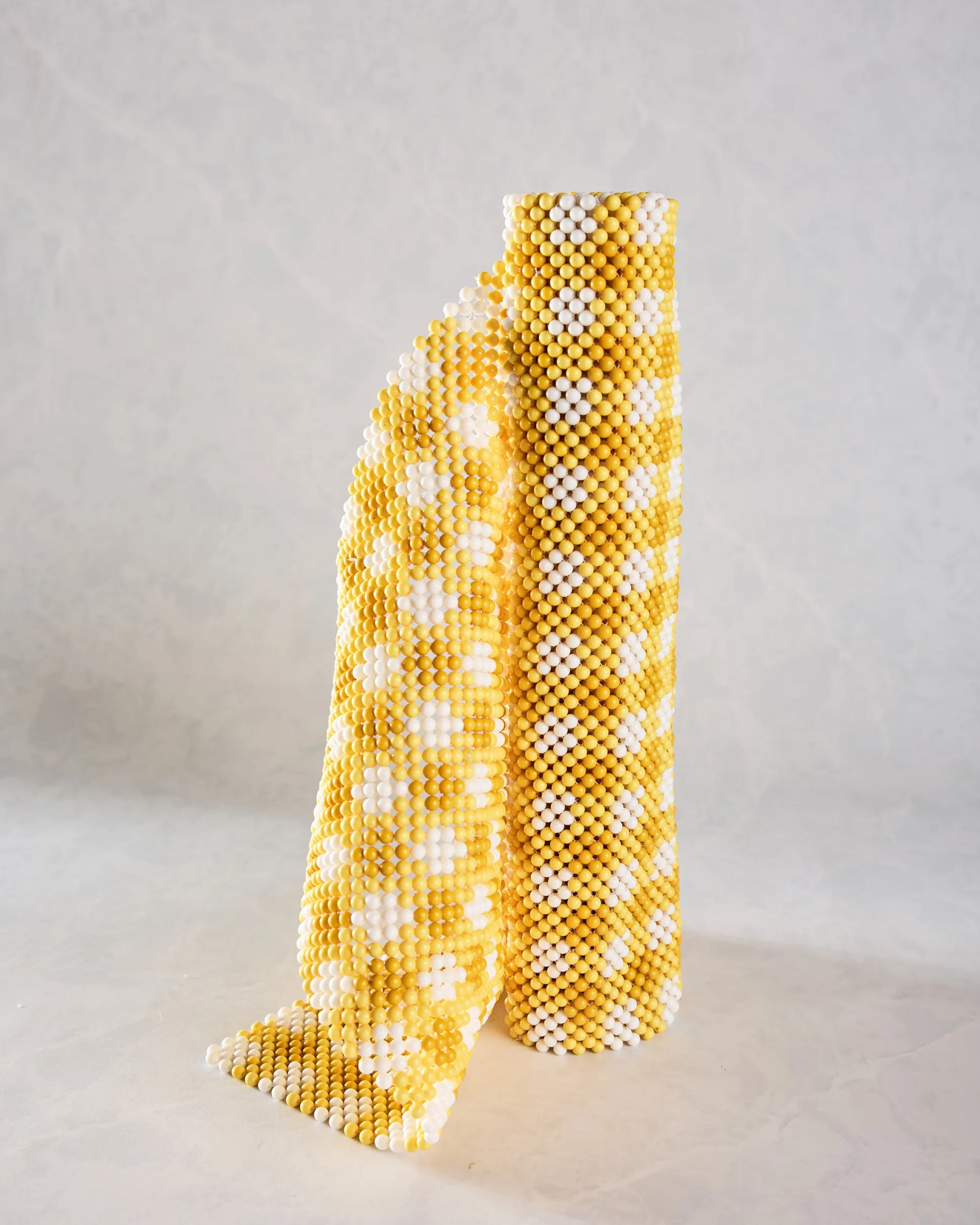Beaded Table Runner in Yellow Check