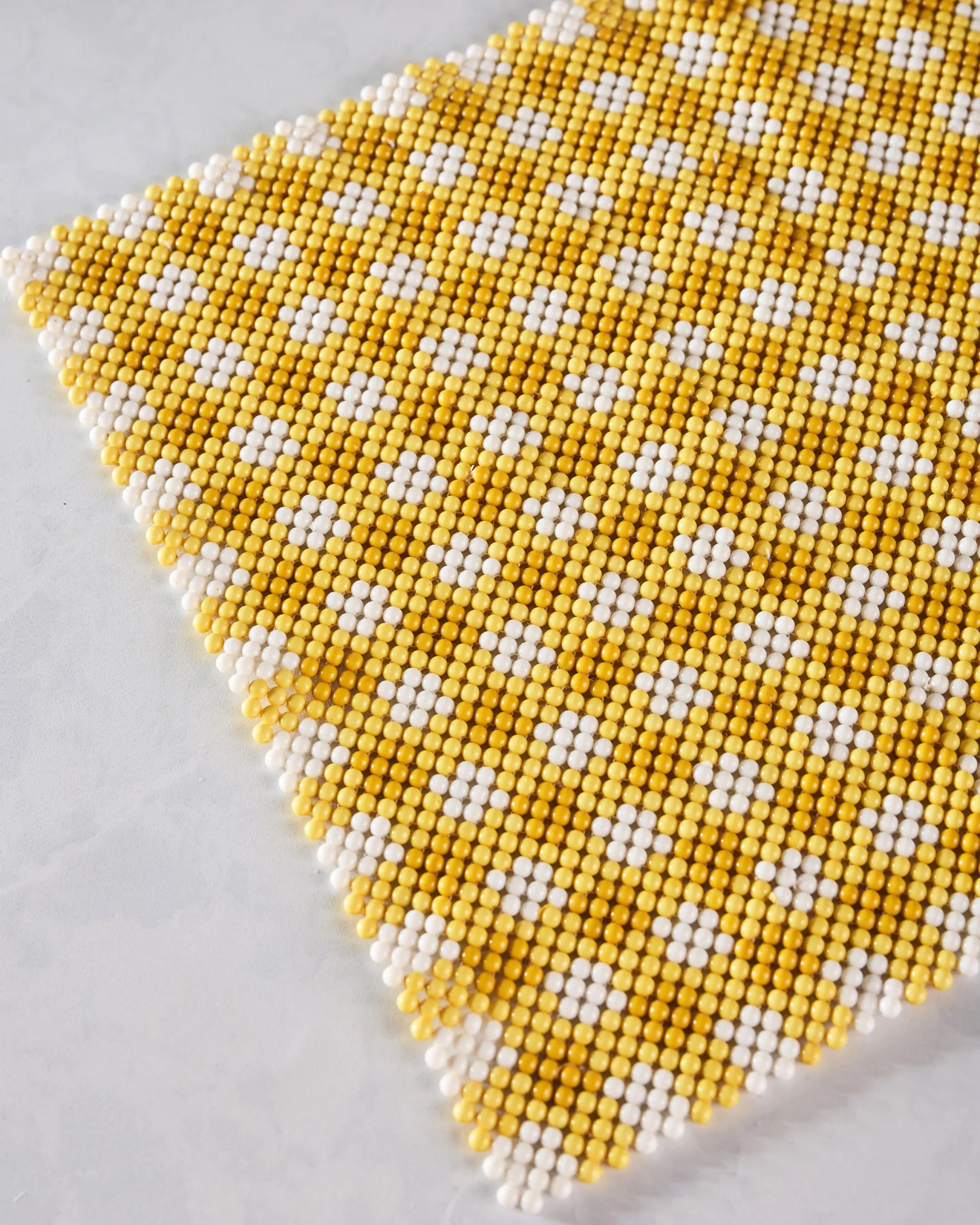 Beaded Table Runner in Yellow Check