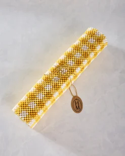 Beaded Table Runner in Yellow Check