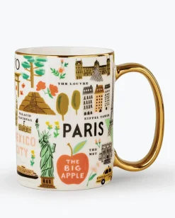 Bon Voyage Porcelain Mug in Multi