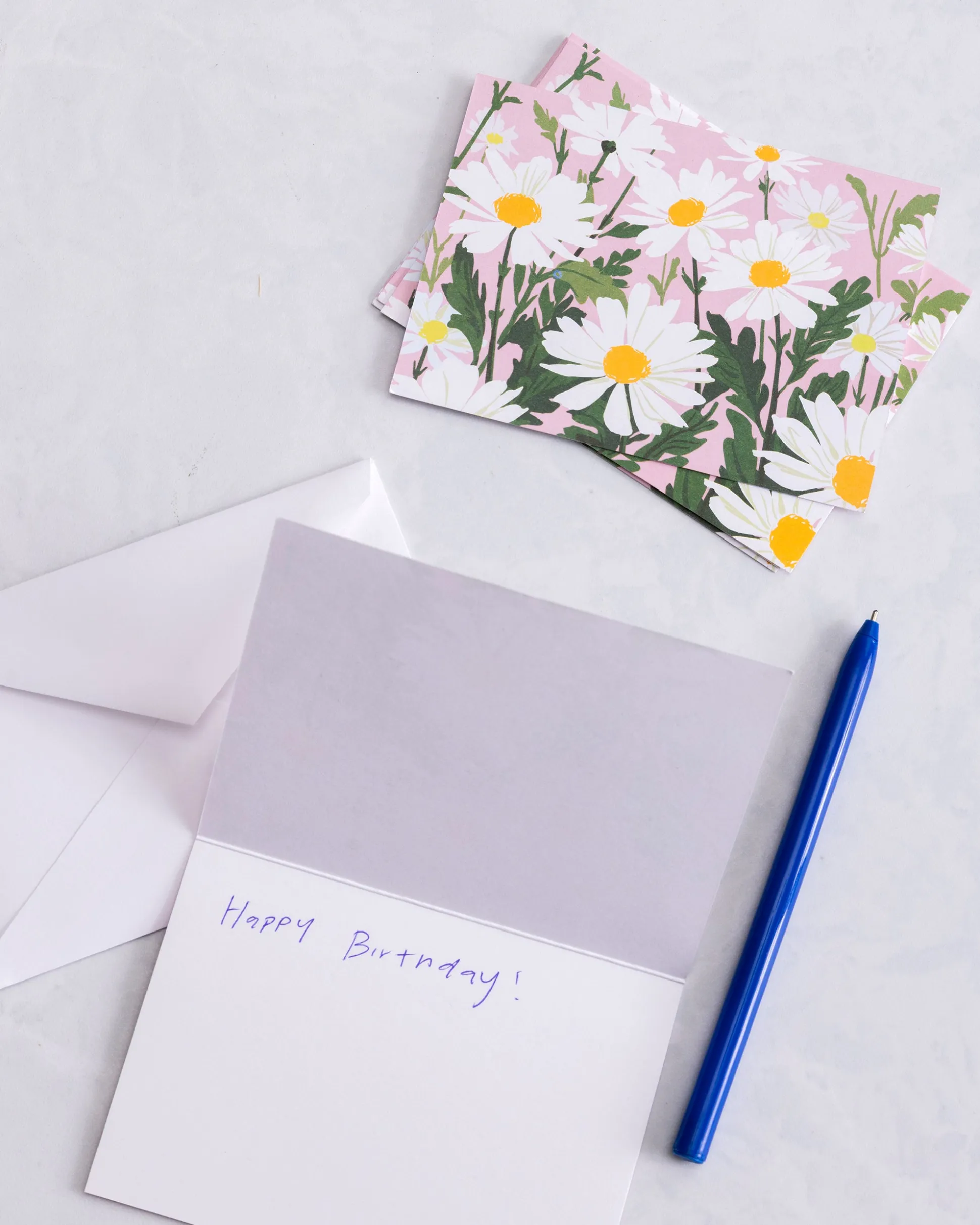 Boxed Note Cards Set of 10 in Pink Daisy