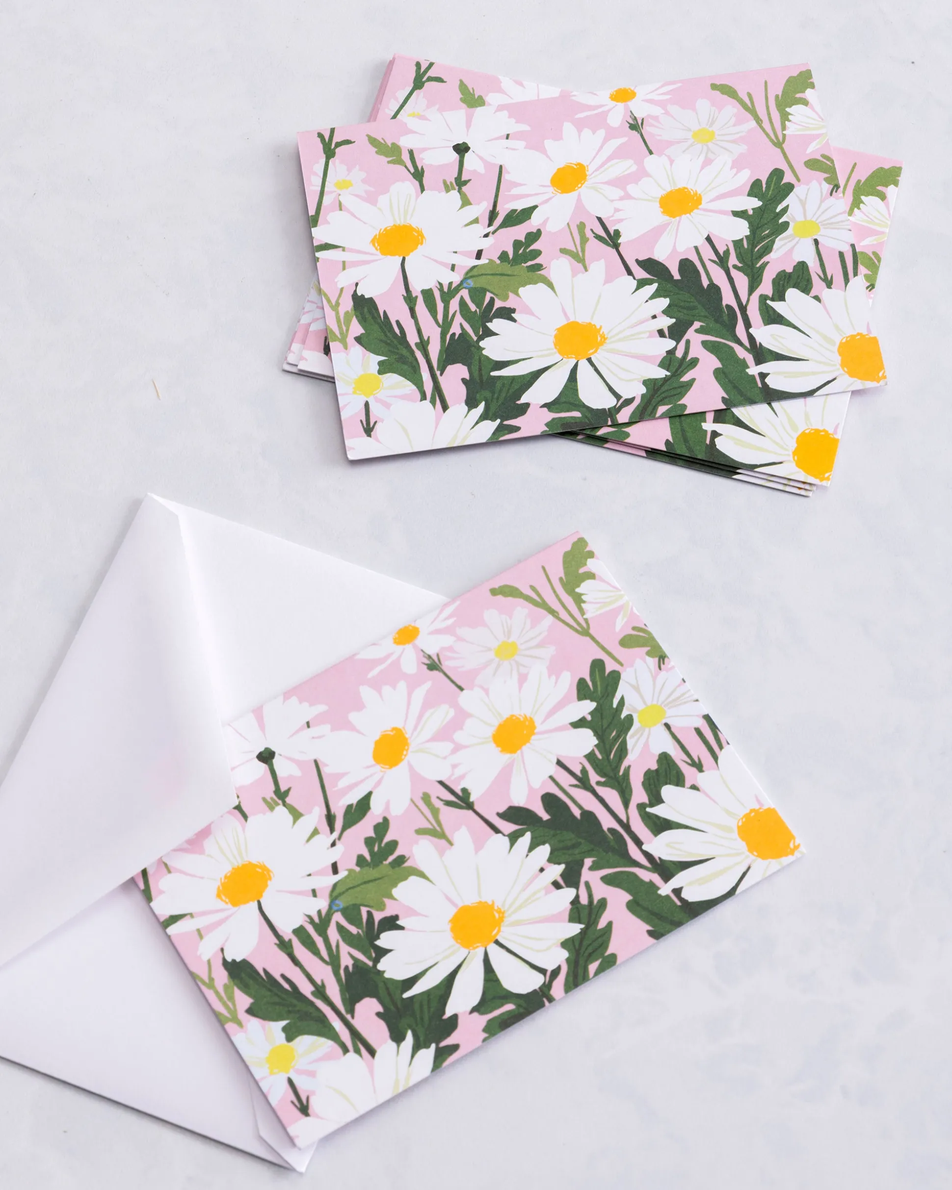 Boxed Note Cards Set of 10 in Pink Daisy