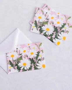 Boxed Note Cards Set of 10 in Pink Daisy