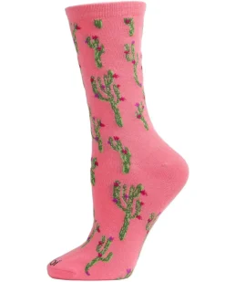 Cactus Bamboo Blend Crew Sock in Confetti Pink
