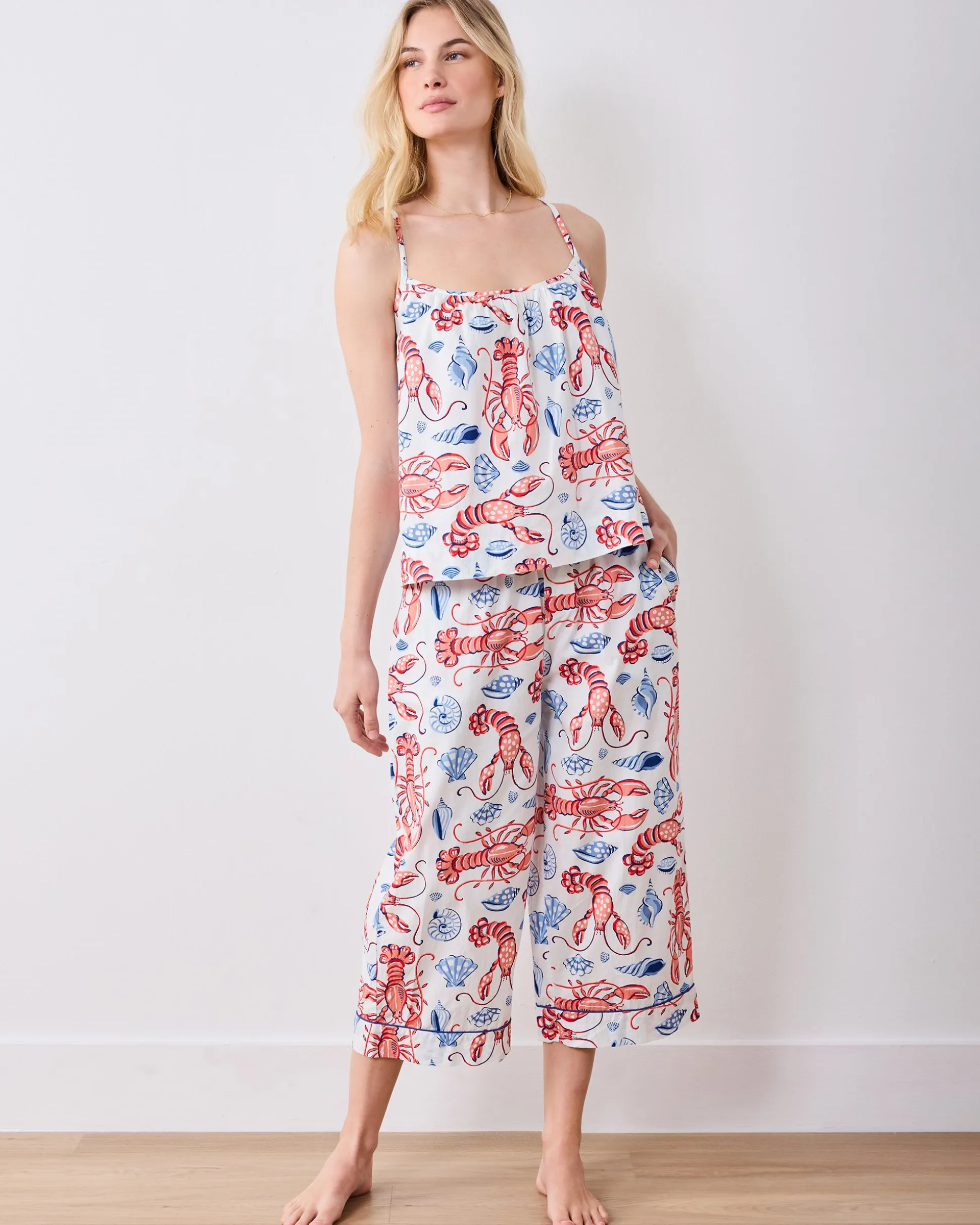Cami Cropped Set in Lobster Landing