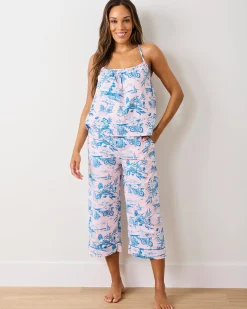 Cami Cropped Set in Mermaid Toile