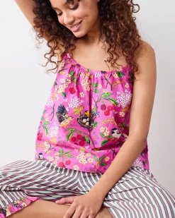 Cami & Ruffle Crop Pants Set in Bird & Blossom