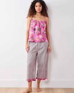 Cami & Ruffle Crop Pants Set in Bird & Blossom