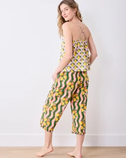Cami & Ruffle Crop Pants Set in Lemon Twist