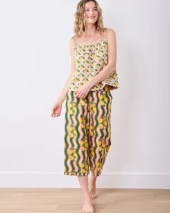 Cami & Ruffle Crop Pants Set in Lemon Twist
