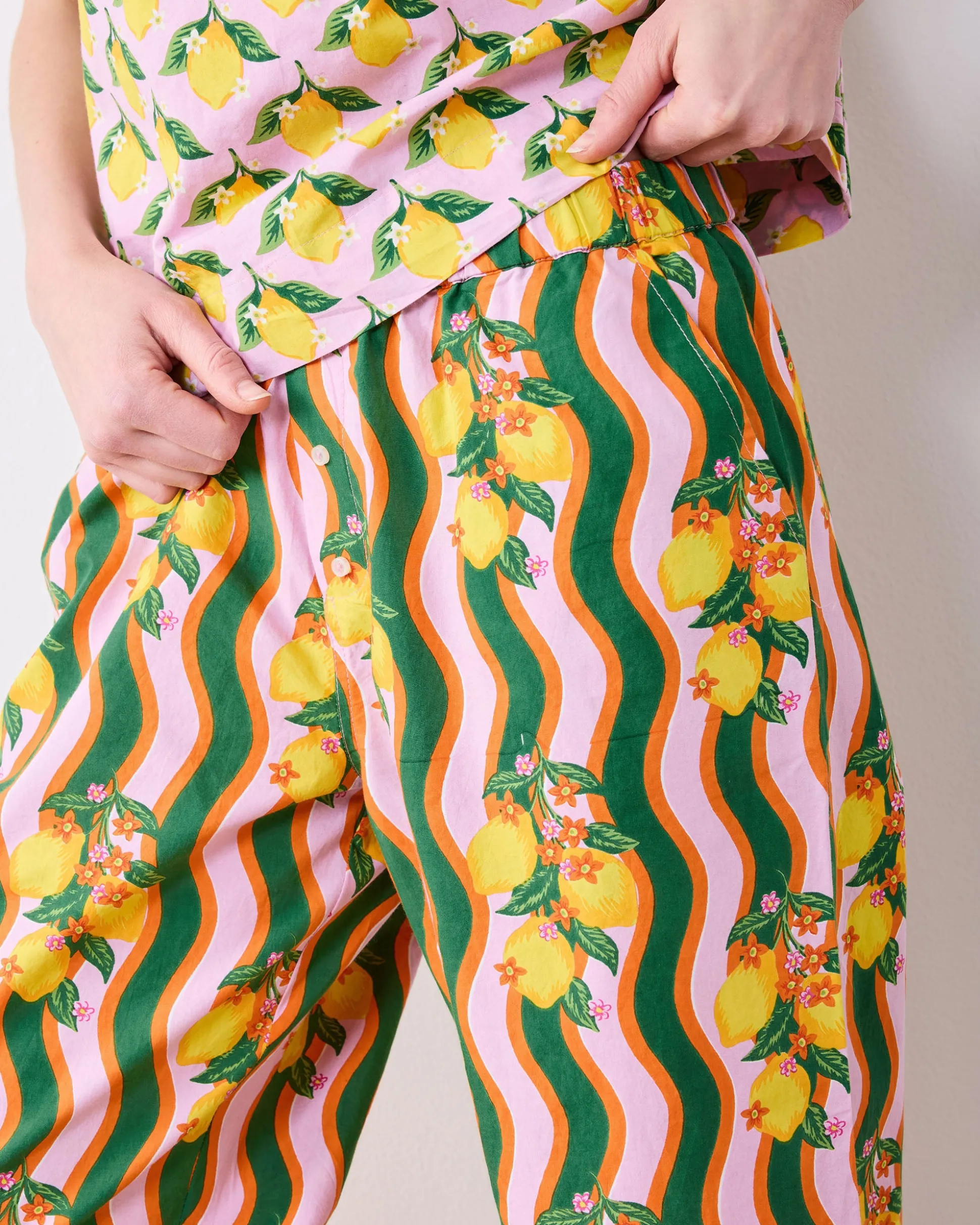 Cami & Ruffle Crop Pants Set in Lemon Twist
