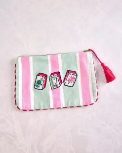 Canvas Pouch in Mah Jongg Menagerie