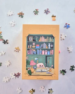 Cat Library 500 Piece Puzzle in Multi
