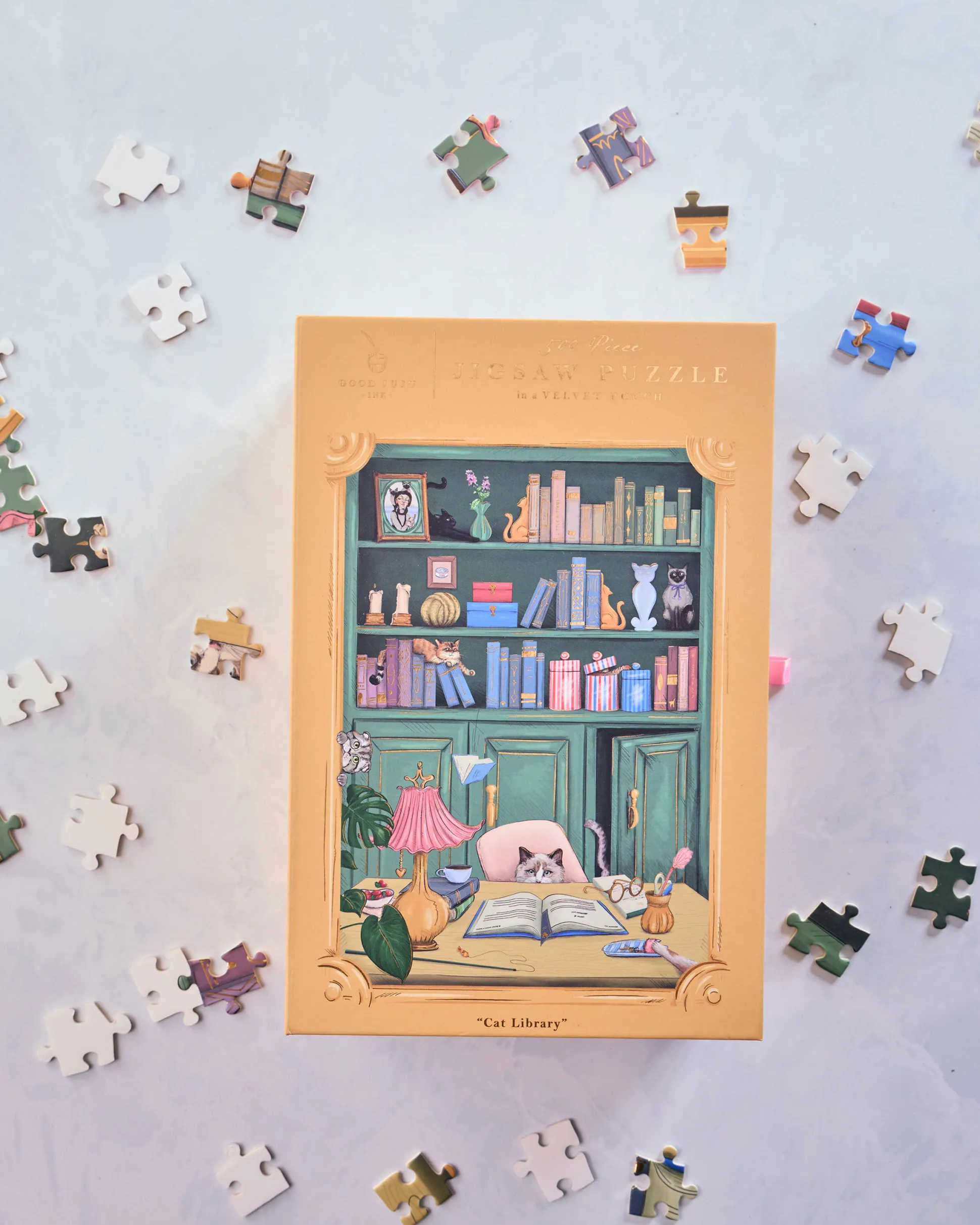 Cat Library 500 Piece Puzzle in Multi