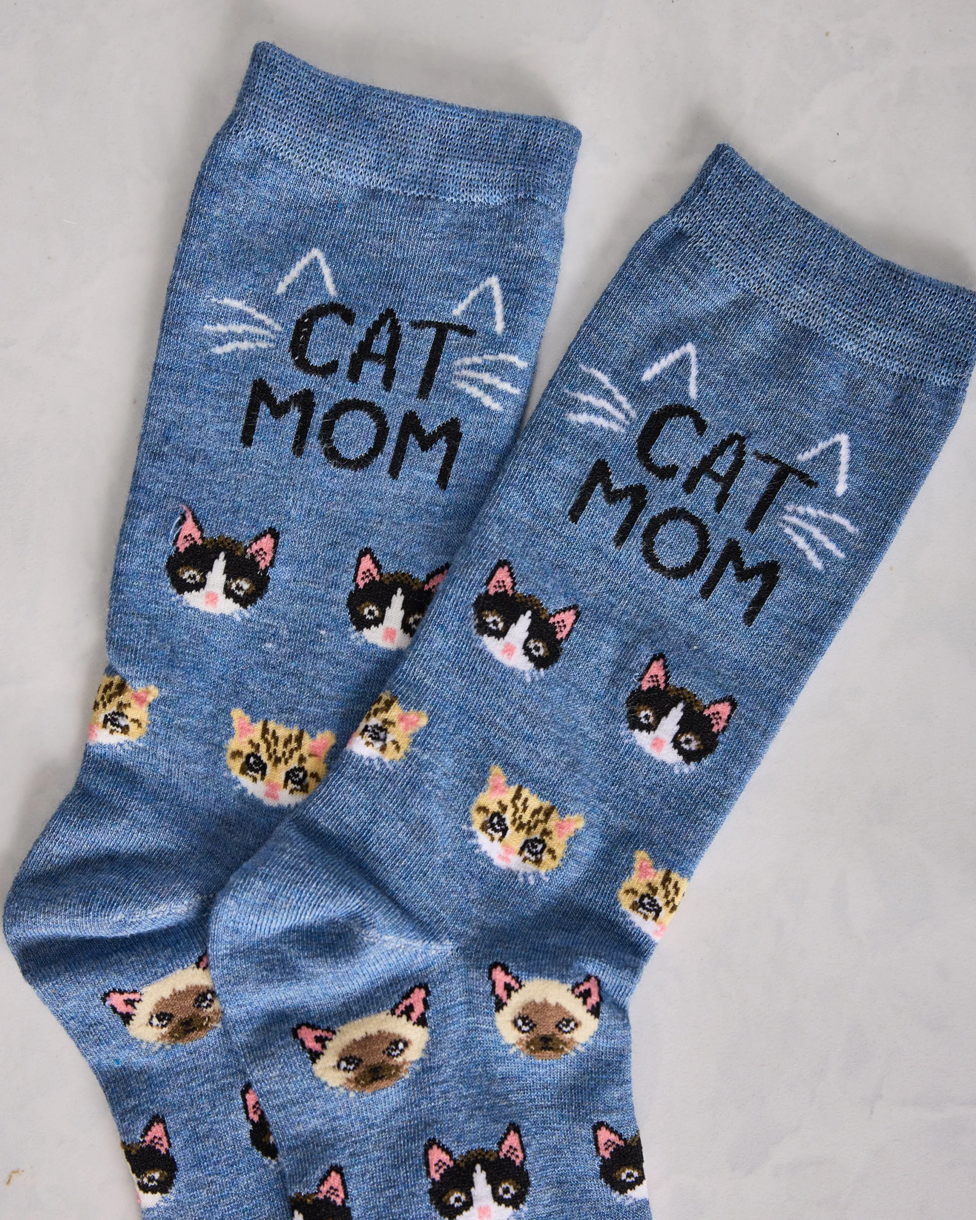 Cat Mom Bamboo Crew in Denim Heather