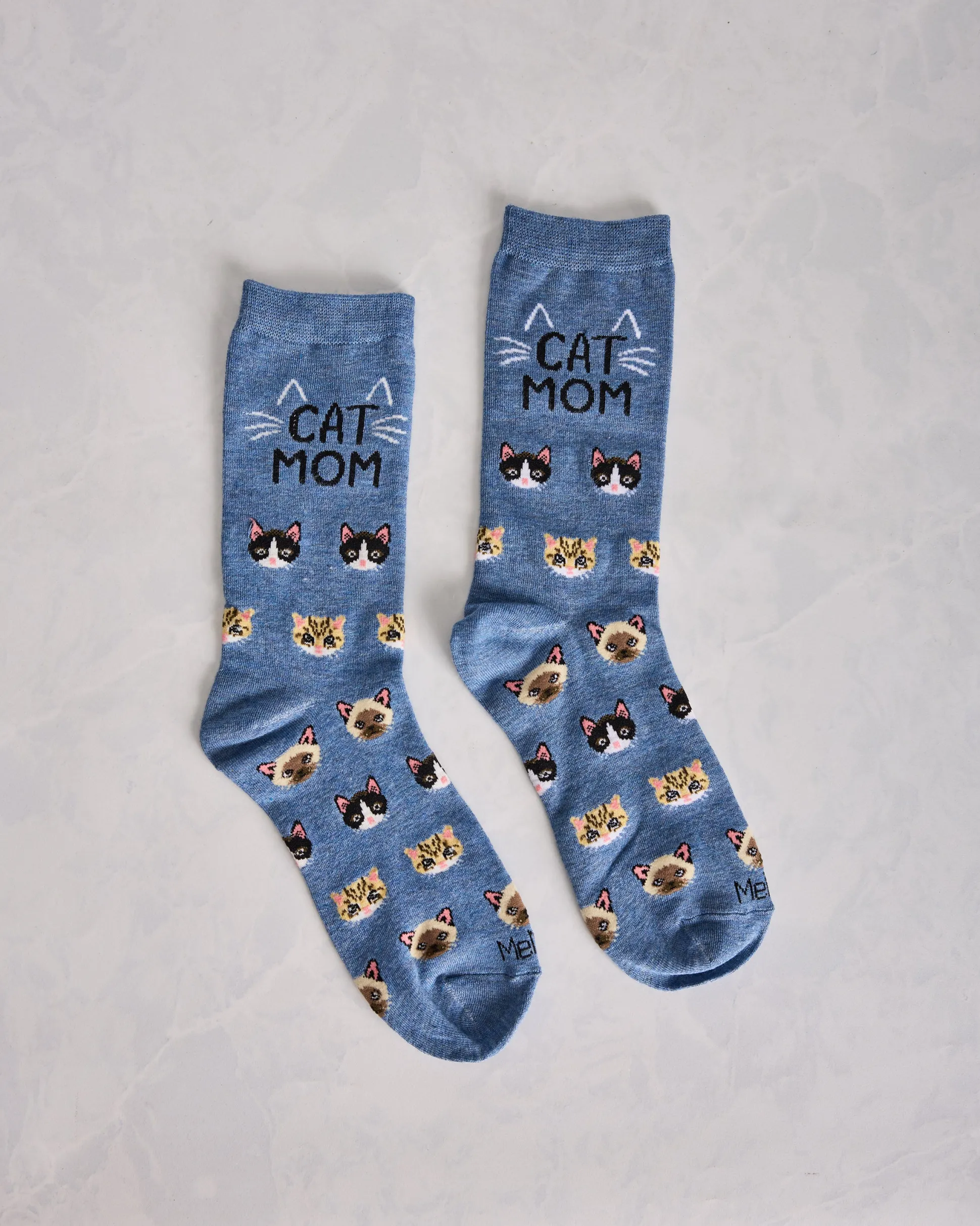 Cat Mom Bamboo Crew in Denim Heather