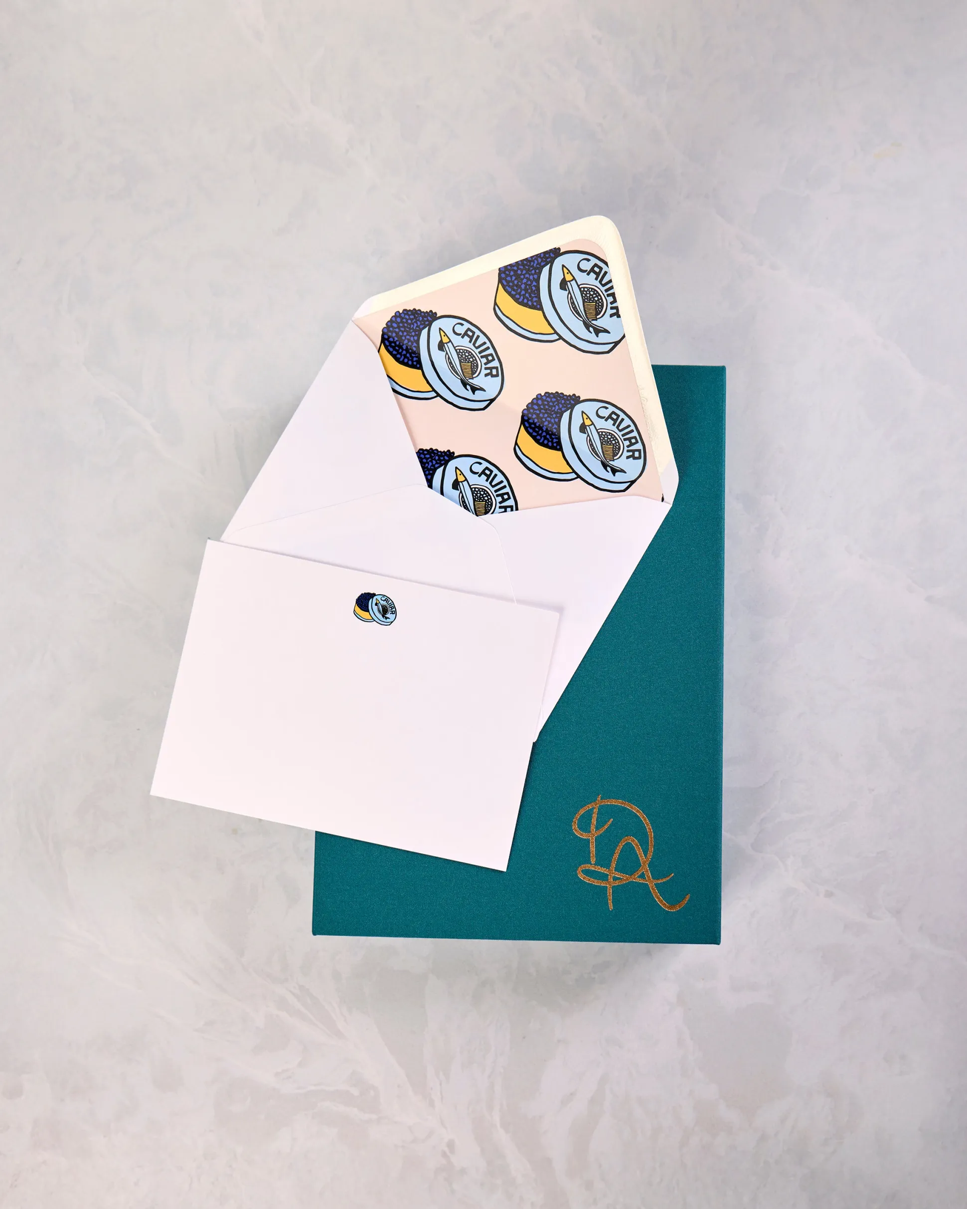 Caviar Dreams Notecard Set in White