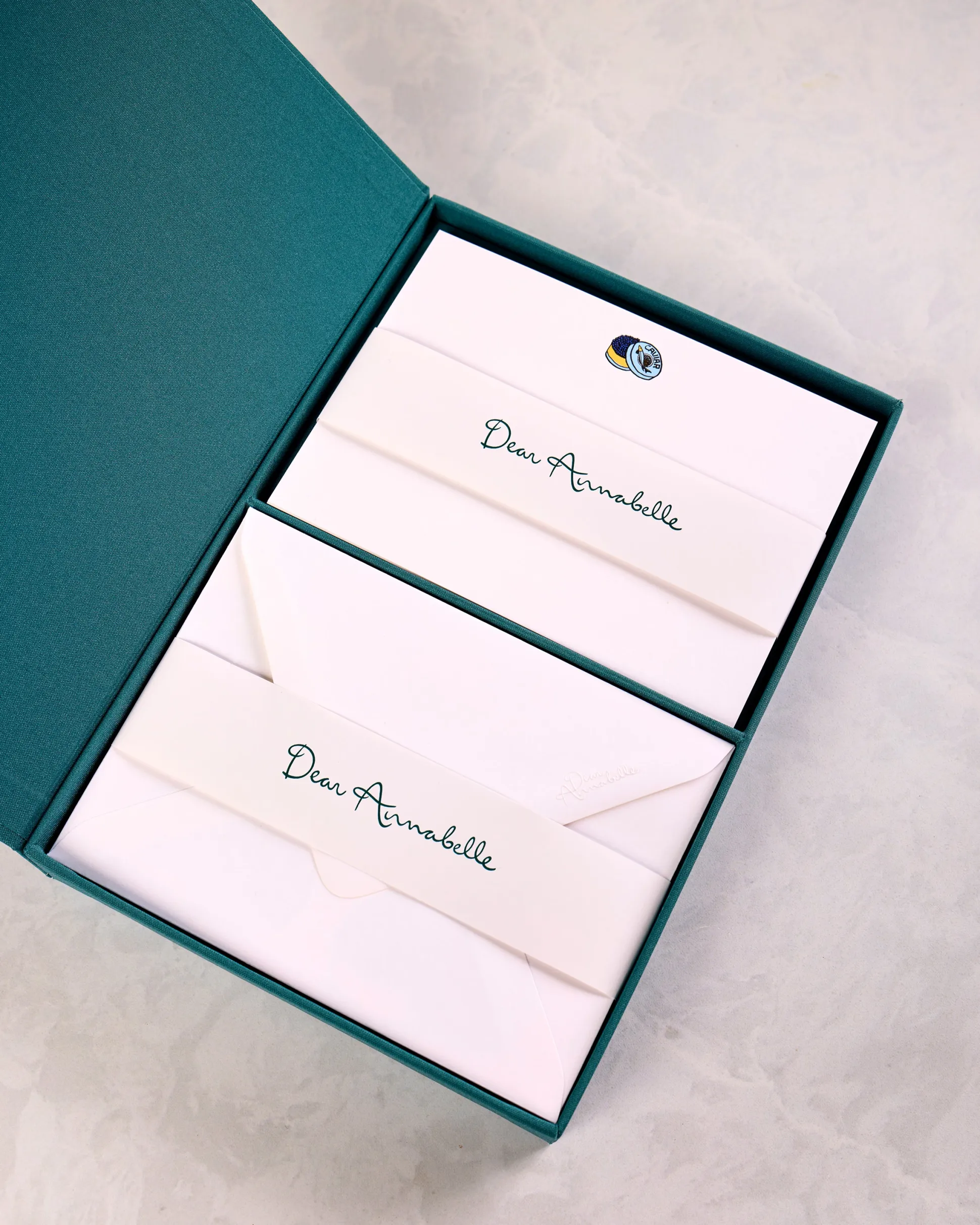 Caviar Dreams Notecard Set in White