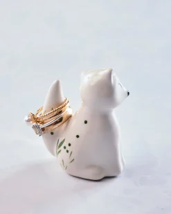 Ceramic Fox Ring Holder in White