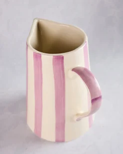 Ceramic Stripe Pitcher in Purple Stripe