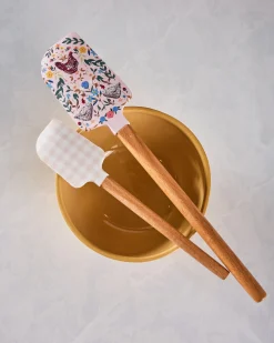 Chicken & Flowers Silicone Kitchen Spatulas- Set of 2 in Multi