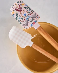 Chicken & Flowers Silicone Kitchen Spatulas- Set of 2 in Multi