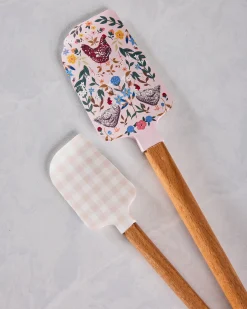 Chicken & Flowers Silicone Kitchen Spatulas- Set of 2 in Multi