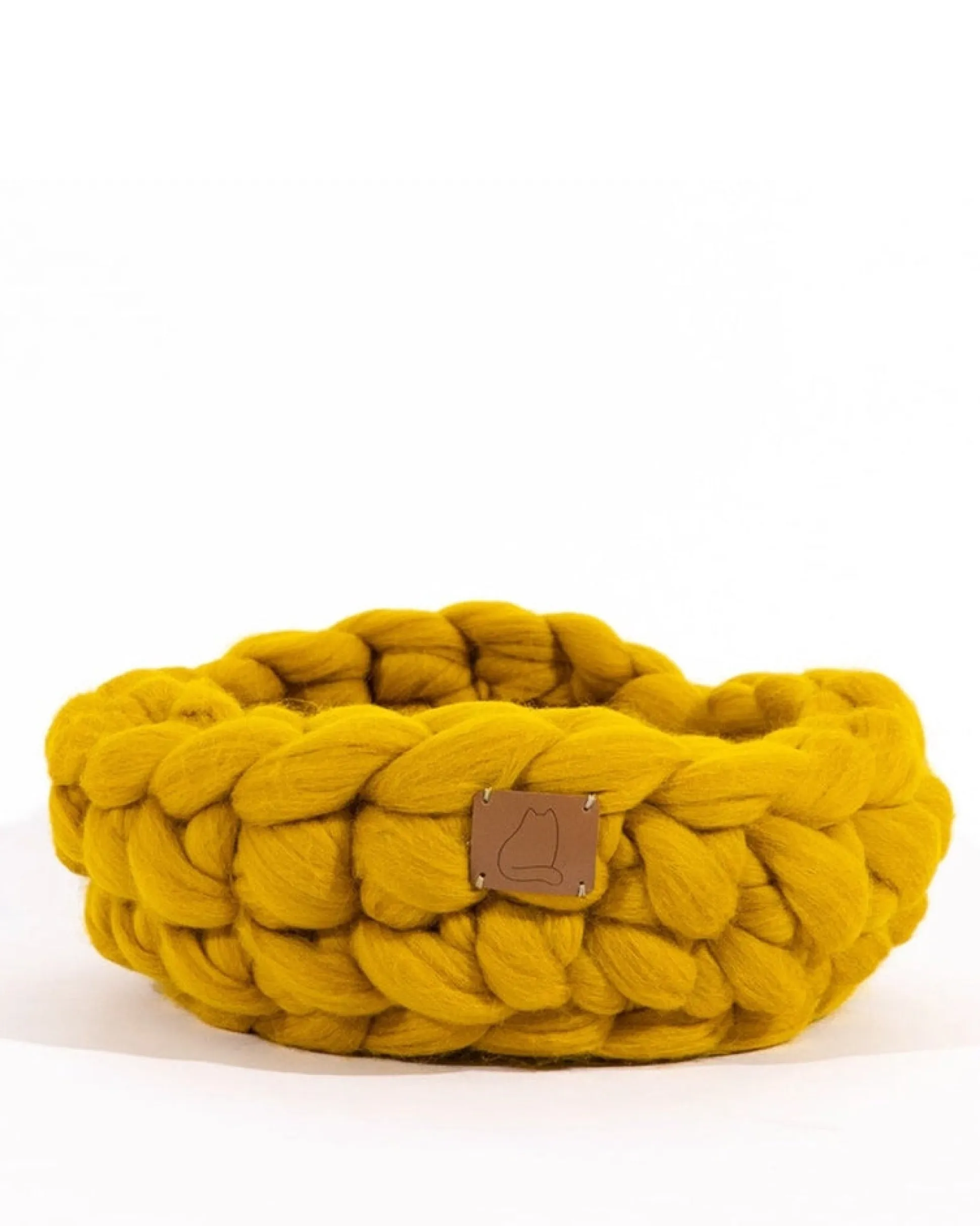 Chunky Knit Wool Cat Bed in Yellow