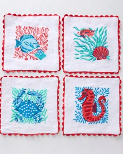 Cocktail Napkins in Stained Glass Sea