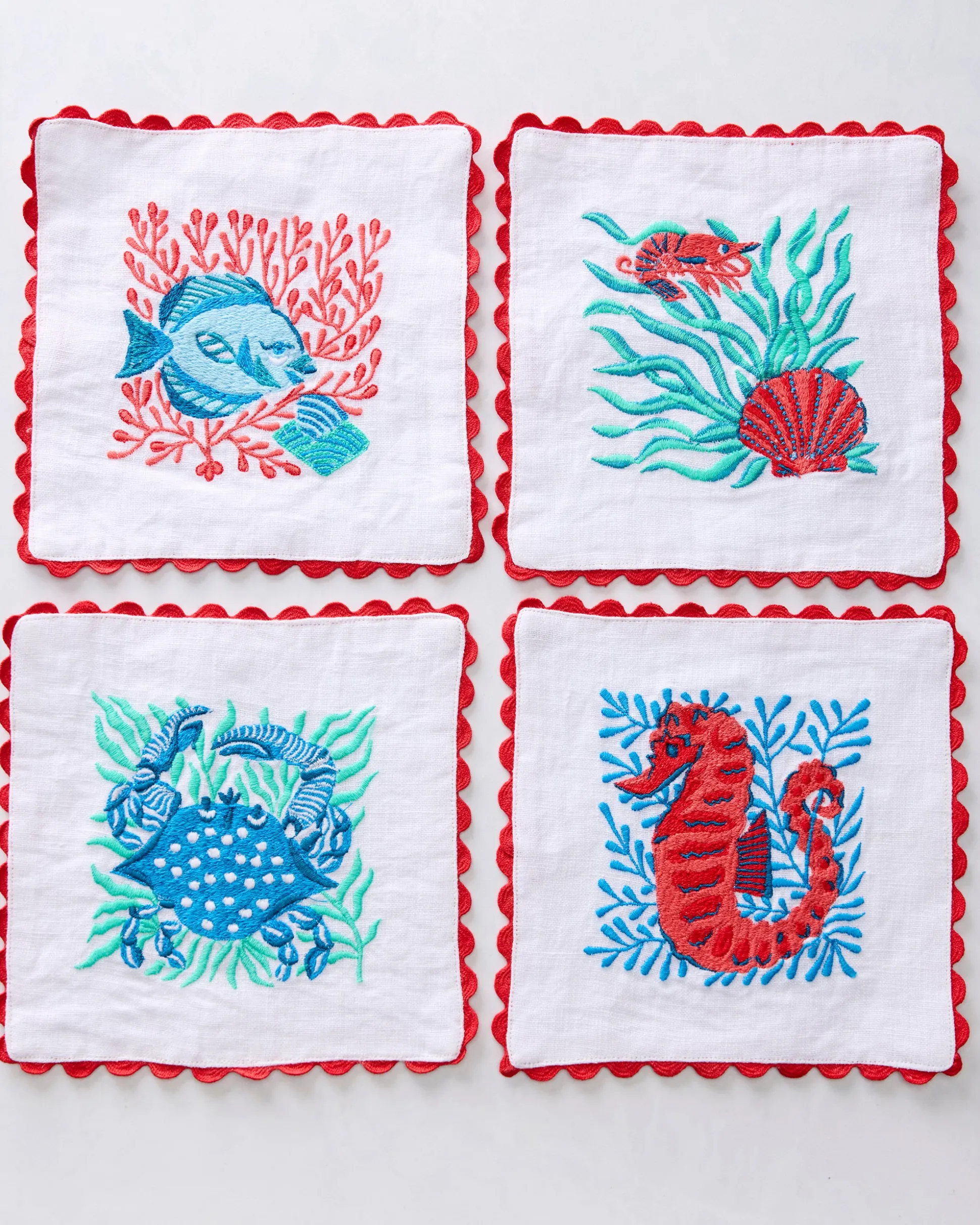 Cocktail Napkins in Stained Glass Sea