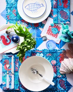 Cocktail Napkins in Stained Glass Sea