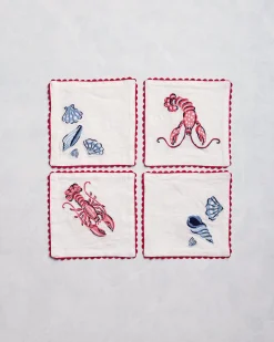 Cocktail Napkins Set of 4 in Lobster Landing