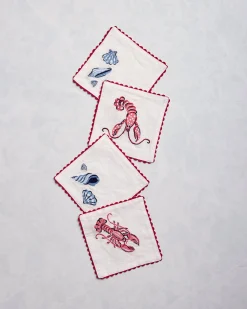 Cocktail Napkins Set of 4 in Lobster Landing