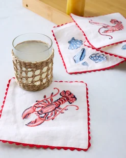 Cocktail Napkins Set of 4 in Lobster Landing